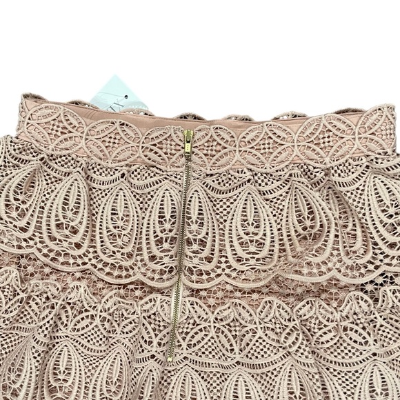 SELF-PORTRAIT Pink Lace Tiered Skirt US 2